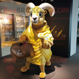 Gold Ram maskot kostume...