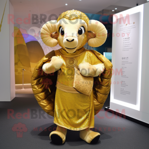 Gold Ram maskot kostume...