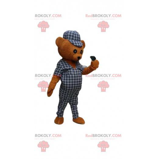 Mascote de ursinho de pelúcia, fantasia de urso marrom