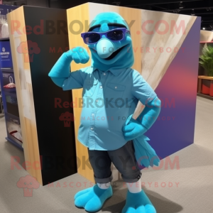 Cyaan Dodo Bird mascotte...