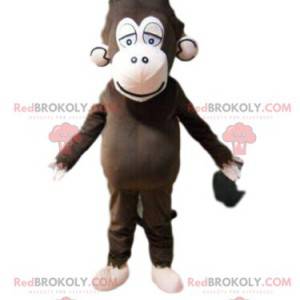 Brun ape maskot, utmattelsesdrakt, sjimpansedrakt -