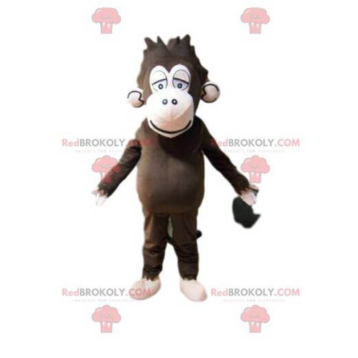 Mascote de macaco marrom, fantasia de fadiga, fantasia de