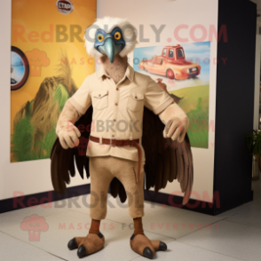 Beige Vulture mascot costume character dressed with a Jeans and Wallets