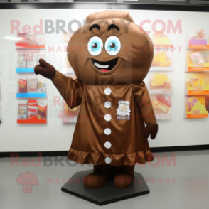 Brown Candy Box mascot costume character dressed with a Raincoat and Scarf clips