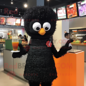 Black Fried Rice mascot costume character dressed with a Cocktail Dress and Bracelets
