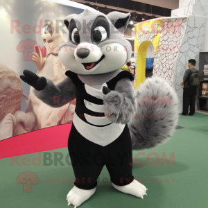 Gray Skunk mascot costume character dressed with a Sheath Dress and Clutch bags