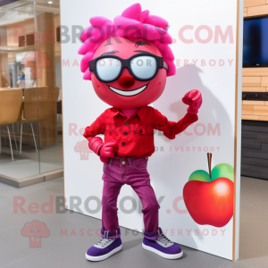 Magenta Apple maskot kostym...