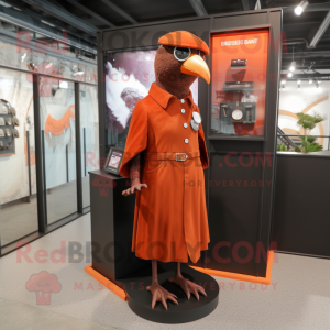 Rust Pigeon mascot costume character dressed with a A-Line Dress and Cufflinks