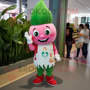 nan Radish mascot costume character dressed with a Capri Pants and Headbands