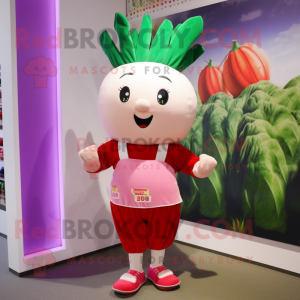 nan Radish mascot costume character dressed with a Capri Pants and Headbands