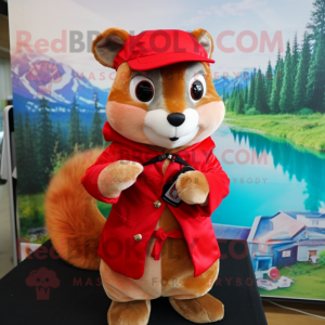 Red Dormouse mascot costume character dressed with a Turtleneck and Scarf clips