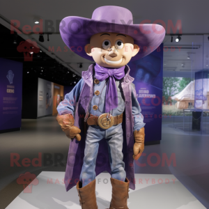 Lavender Cowboy mascot costume character dressed with a Leather Jacket and Cufflinks