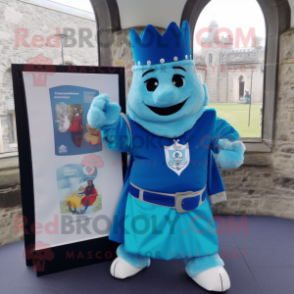 Sky Blue Irish Castle mascot costume character dressed with a Cover-up and Wallets