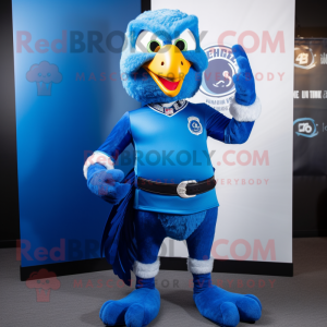 Blue Hawk maskot kostym...