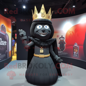 Black King mascot costume character dressed with a Evening Gown and Berets