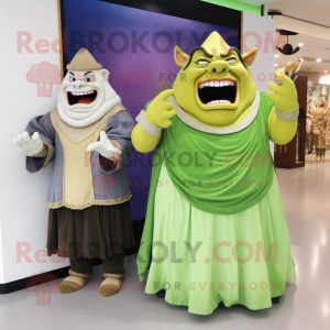 nan Ogre mascot costume character dressed with a Ball Gown and Wraps