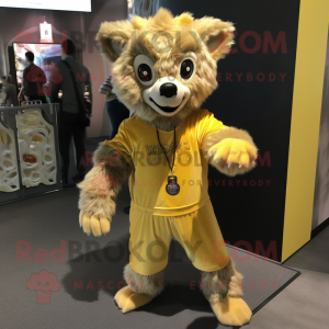 Gold Hyena maskot kostym...