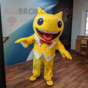 Yellow Shark maskot kostume...