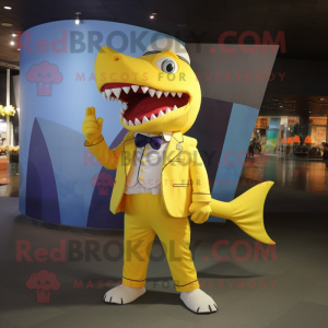 Yellow Shark maskot drakt...