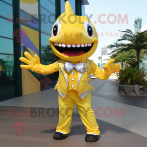 Yellow Shark maskot drakt...