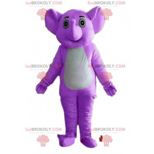 Maskot fialový slon, kostým tlustokožec, fialové zvíře -