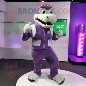 Lila krokodil maskot kostym...