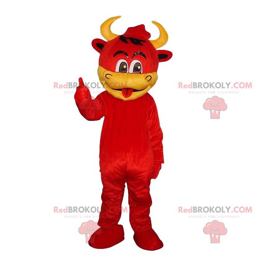 Mascote de vaca, fantasia de diabo, disfarce de diabinho -