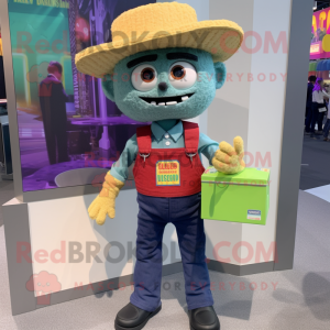 nan Tacos mascot costume character dressed with a Overalls and Briefcases