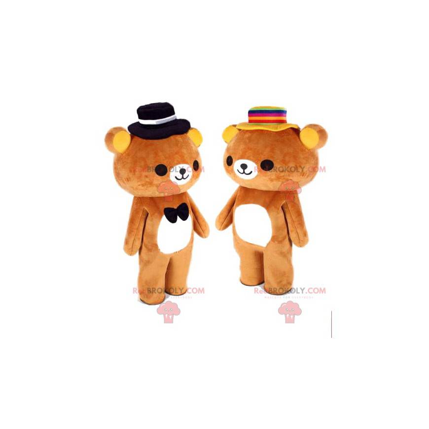 2 teddy bears, teddy bear mascots, romantic couple -