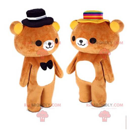 2 teddyberen, teddybeermascottes, romantisch koppel -