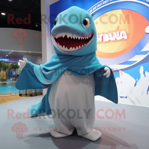 nan Shark mascot costume character dressed with a Cover-up and Shawls