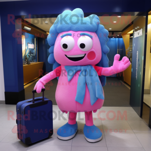 Blauw roze mascotte kostuum...