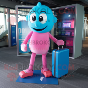 Blå Pink maskot kostume...