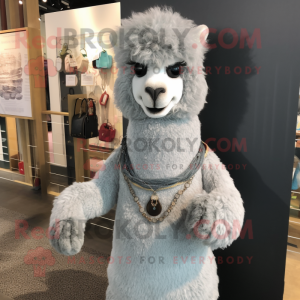 Grå Alpaca maskot kostume...