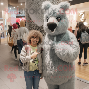 Grå Alpaca maskot kostume...