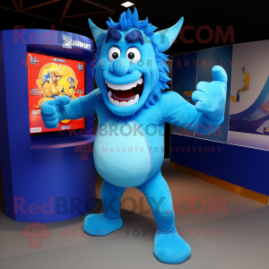 Sky Blue Devil maskot drakt...