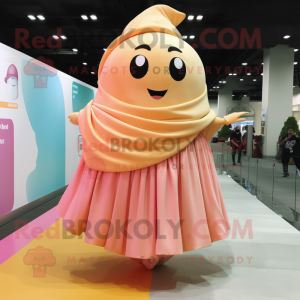Peach Ice Cream Cone mascot costume character dressed with a Maxi Skirt and Headbands