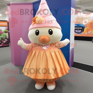 Peach Ice Cream Cone mascot costume character dressed with a Maxi Skirt and Headbands