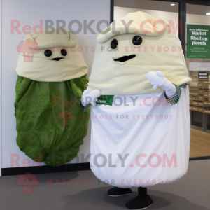 White Corned Beef And Cabbage mascot costume character dressed with a Cover-up and Foot pads