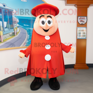 Red Clam Chowder mascot costume character dressed with a Coat and Ties