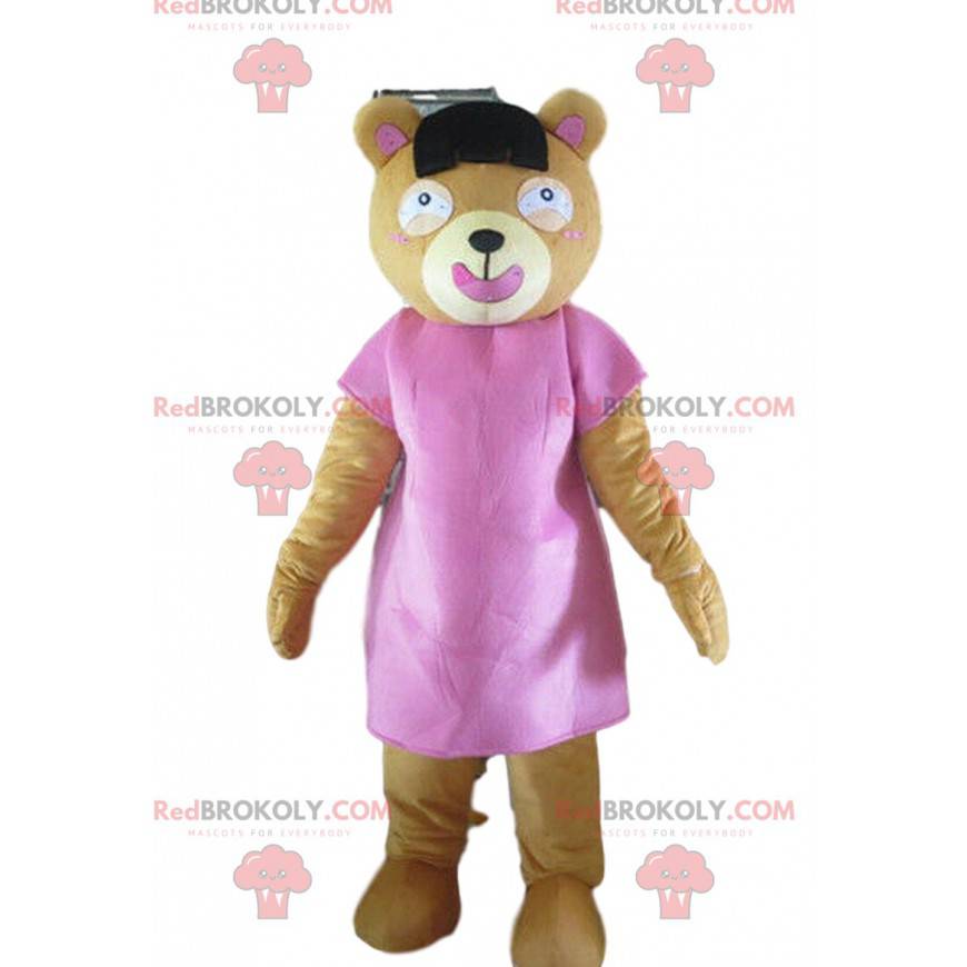 Mascota del oso de peluche rosa, disfraz de oso pardo -