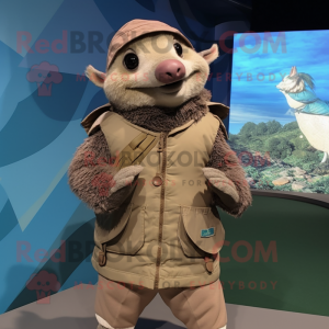 nan Armadillo mascot costume character dressed with a Parka and Caps