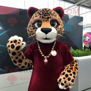 Maroon Jaguar maskot drakt...