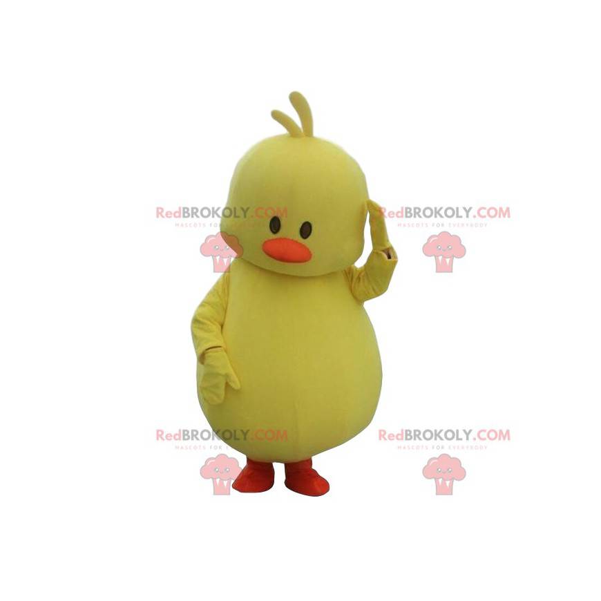 Plump chick mascot, bird costume, big yellow bird -