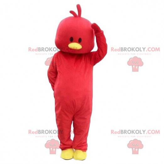 Mascotte de poussin rouge, costume d'oiseau rouge -