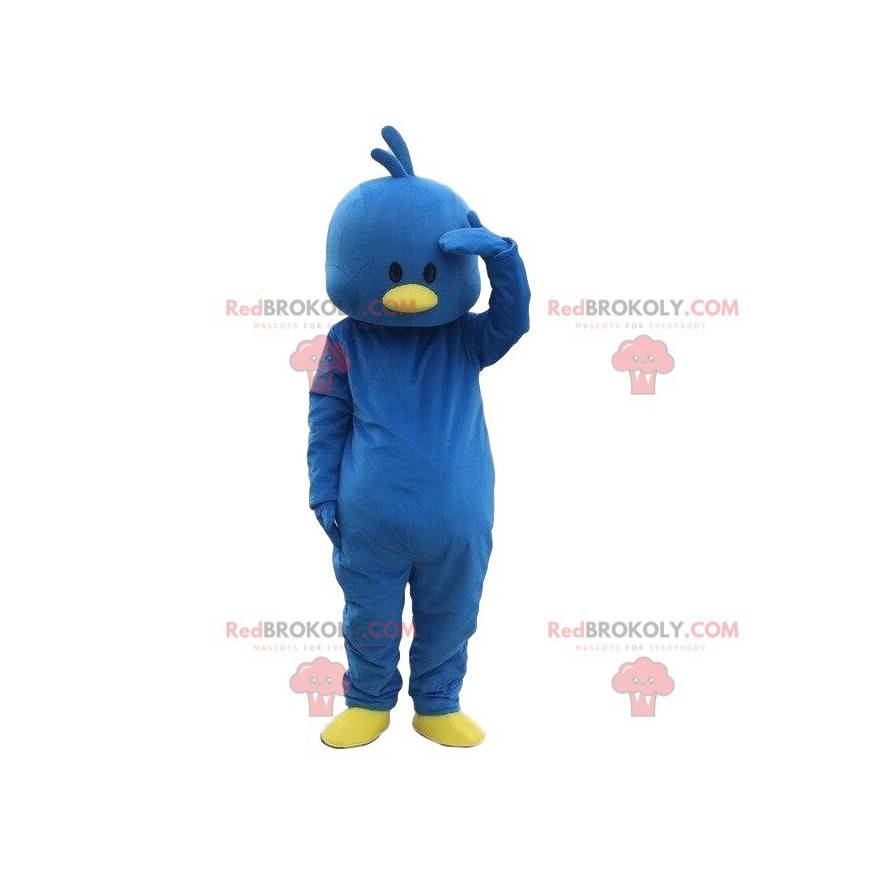 Maskot modrý pták, kostým kuřat, kanárský kostým -