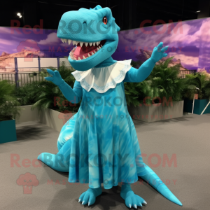 Cyan Tyrannosaurus maskot...