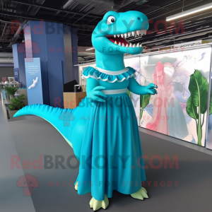 Cyan Tyrannosaurus maskot...