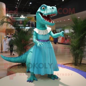 Cyan Tyrannosaurus maskot...