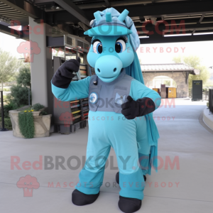 Teal Horse mascotte kostuum...